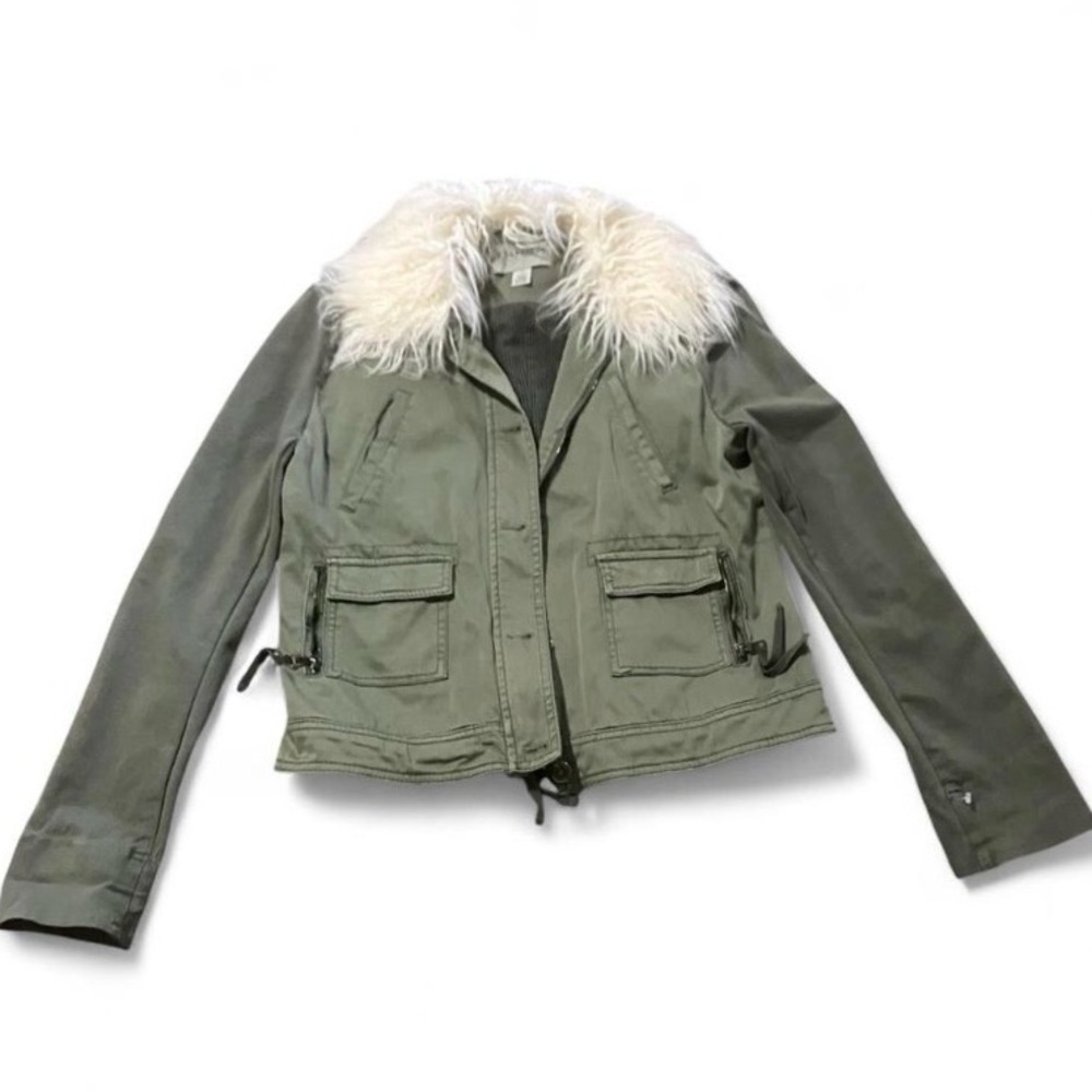 Olive Marrakech Jacket with Faux Fur Collar